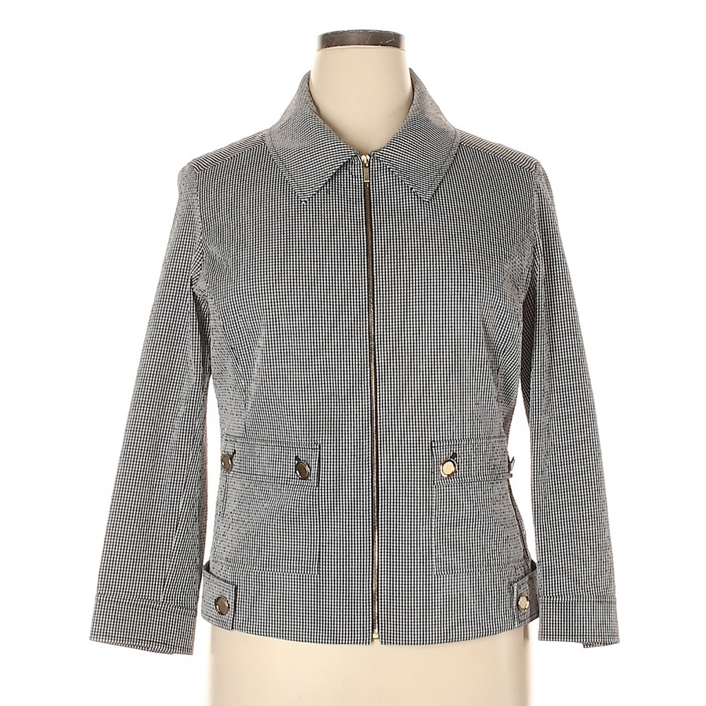 St. John Checkered Gingham Zip Jacket